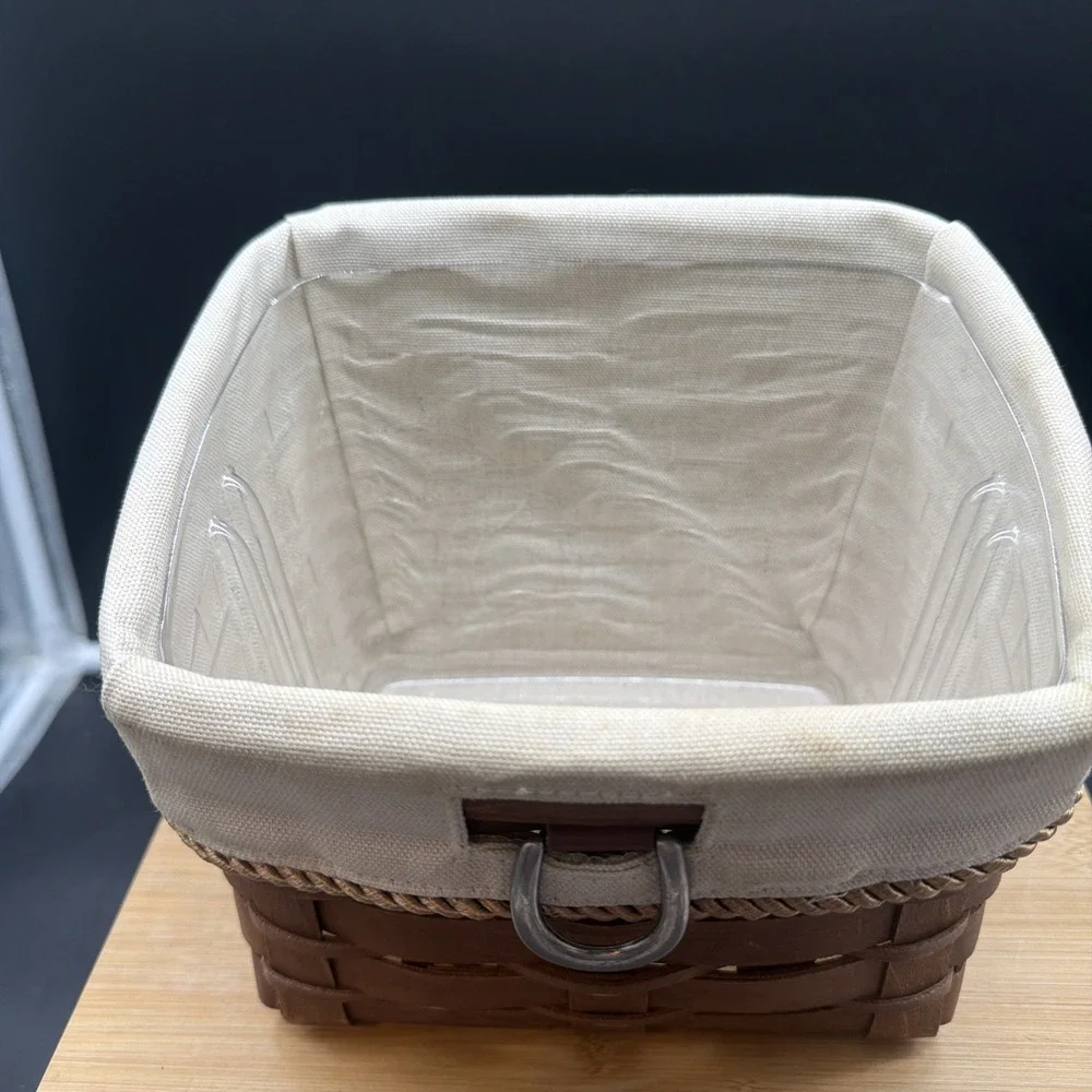 Longaberger 2010 Dark Stain Sort & Store Medium Bin Basket Liner Protector